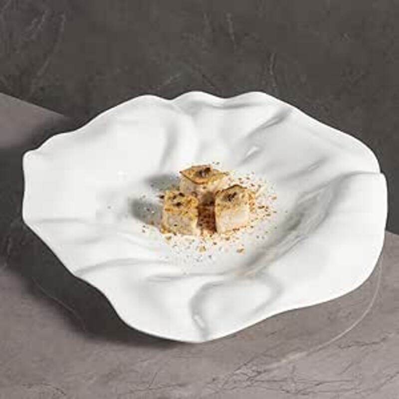 

MAAC Home Wavy White Dinner Plate: A Modern Essential Elegant Durable and Classic design Perfect for Family Everyday Use, and Family Get- Together, R