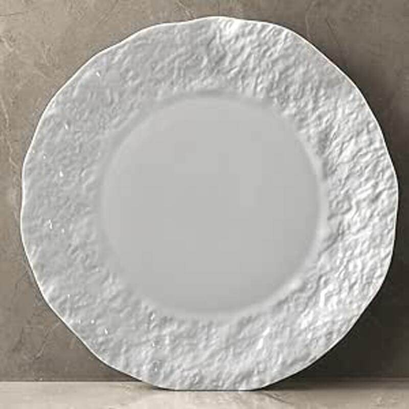 

MAAC Home Coral white rock round plate Elegant Durable and Classic design Perfect for Family Everyday Use, and Family Get- Together, Restaurant, Banq