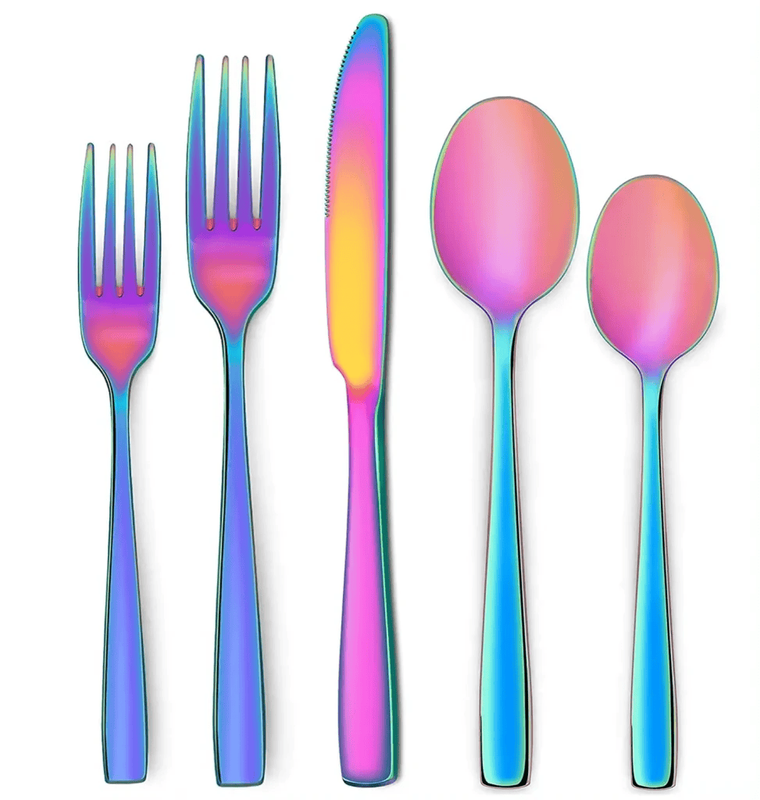 

MAAC Home Playful Rainbow Color Cutlery for Family Gatherings Set of 10 Luxurious Elegant Durable and Classic Premium Design Cutlery Set Perfect for e