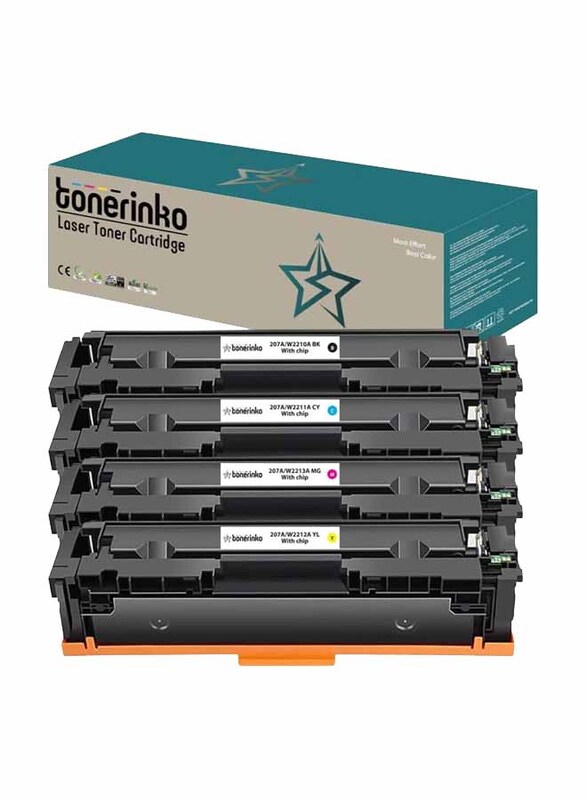 

Tonerinko Cyan/Magenta/Yellow/Black Compatible Toner Cartridge Replacement for HP 207A & 207X