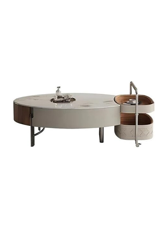 

Neo Front Modern Walnut Veneer Coffee Table Set with Saddle Leather Accents, DB-BJ2533 & CJ2533, Multicolour