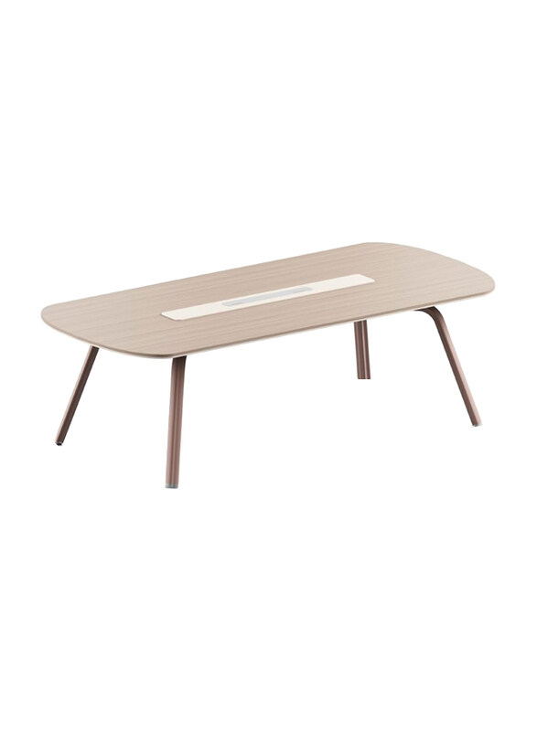 

Neo Front Meeting Conference Table with Rectangle Grommet Boat Shaped Seminar Boardroom Table for Office Conference Room, Beige
