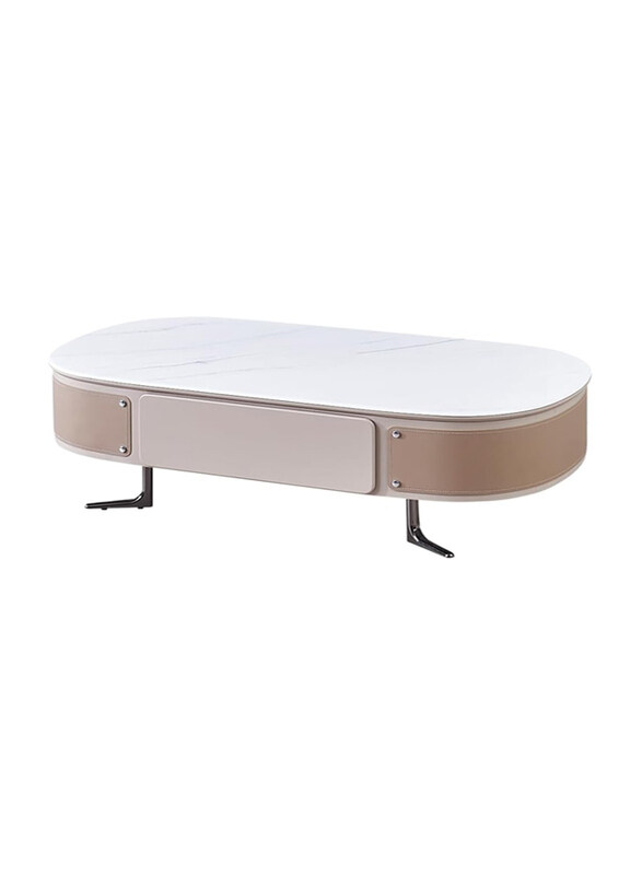 

Neo Front Modern Microcrystalline Marble Coffee Table with Pine Wood Drawers and Carbon Steel Legs, DB-CJ2355, Multicolour