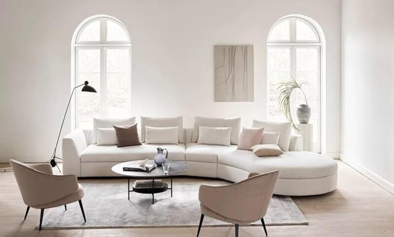 

Neo Front Sofa Cotton Fabric Linen Fabric Sofa Couch, White Goose Feather, Ideal for Living Room, Office or Bedroom, Right, Light Beige