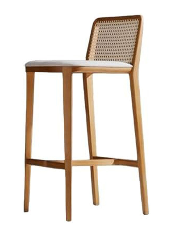 

Neo Front New Counter Height Bar Stool with Cane Rattan Back and Padded Seat for Home Office Furniture Cafe Bar Hotel Outdoor Indoor, B505, Brown