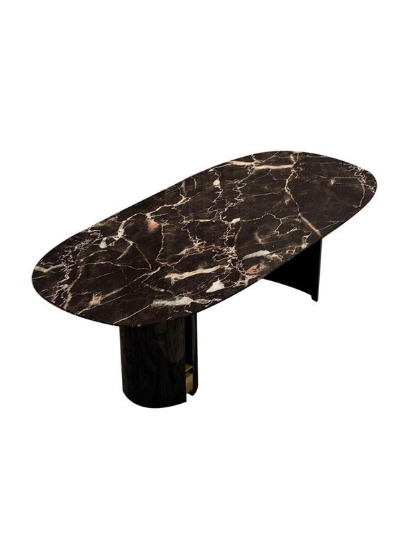 

Neo Front Modern Laminated Marble Dining Table with Mixed Media Legs, JC932, Black