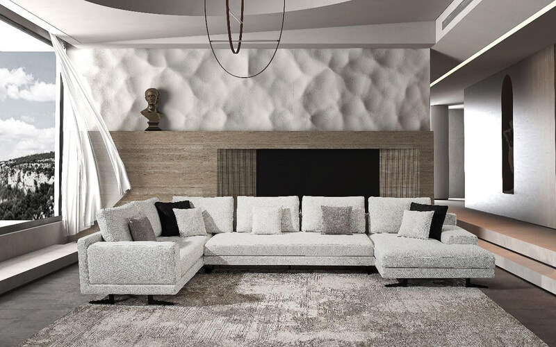 

Neo Front U-Shape Left Linen Cotton Fabric Sofa, Light Grey
