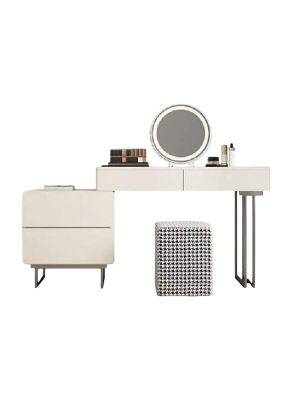 

Neo Front Dressing Cosmetic Table with Drawers, Stool, Dressing Table, Vanity Desk with Storage Shelf and 7 Drawers, DB-ZT2296, Multicolour