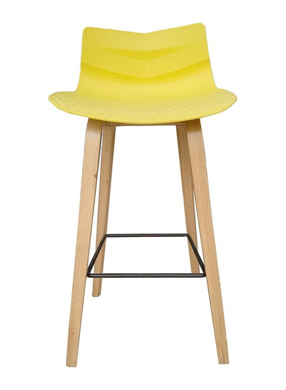 

Neo Front Bar Chair PP with Solid Wood Base with a Stylish Look and Heavy Load Bearing Legs, Yellow/Brown