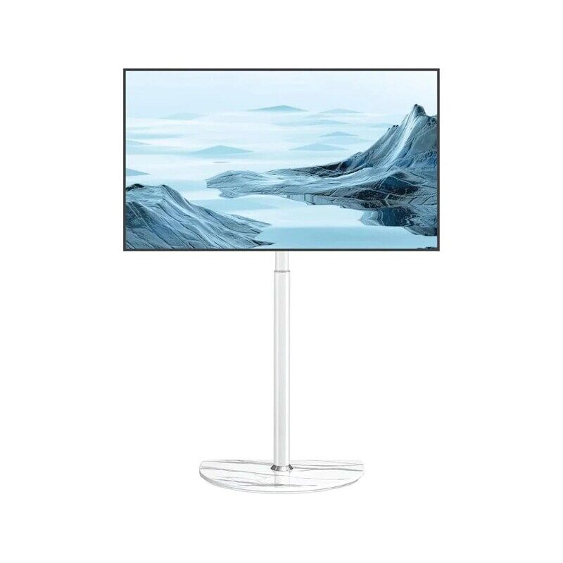 

Rfiver Swivel Floor TV Stand with 90 Degree Swivel for 32"-65" TV, TV Floor Stand with Round Glass Base, Load Capacity 68 kg, VESA 400x400 mm, White