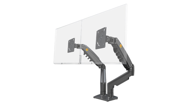 

Not Applicable NB North Bayou F160B Dual Monitor Arm Desk Gas Spring Mount for Two 17" to 27" Screens up to 19.8 lbs each, VESA 75x75 & 100x100, Tilt, Swivel & 360 A