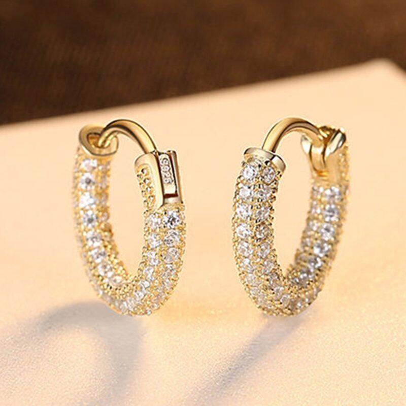 

Lussocollezioni Luster Gold Earrings with Stylish Cubic Zirconia