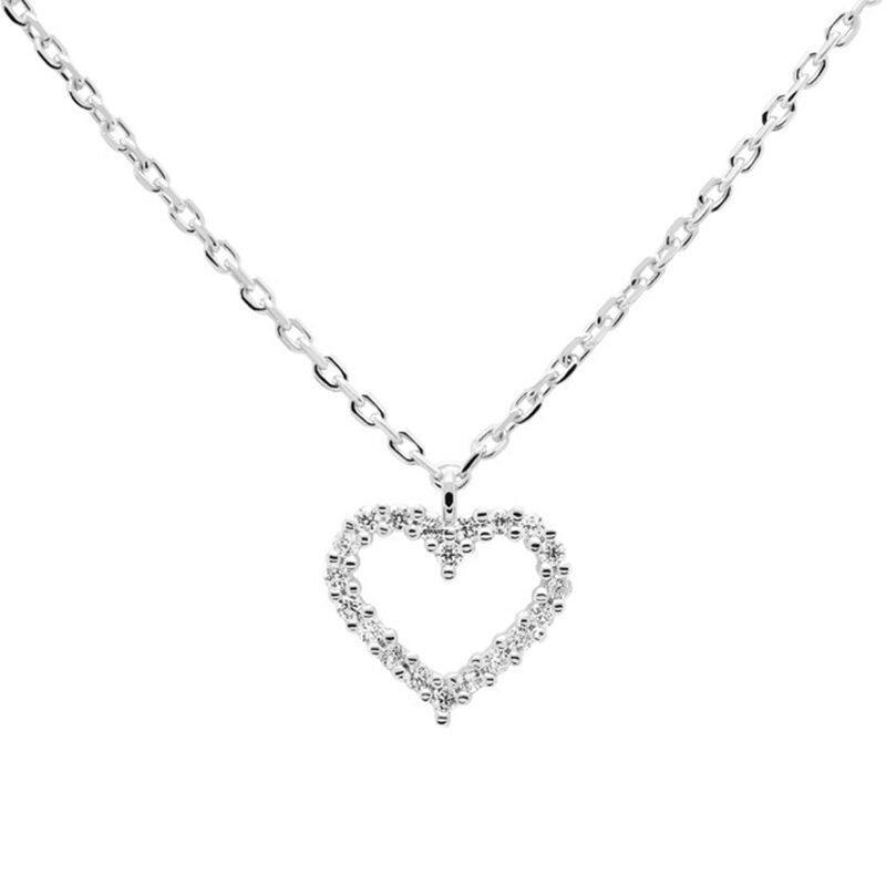 

Lussocollezioni Rhodium Heart Pendant Necklace