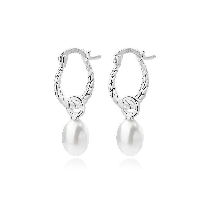 

Lussocollezioni Elegant Pearl Silver Earrings with Baroque Beauty