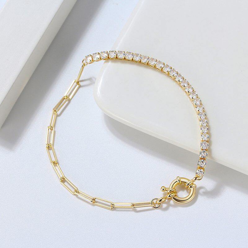 

lussocollezioni Chic Gold Bracelet with Cubic Zirconia Sparkle