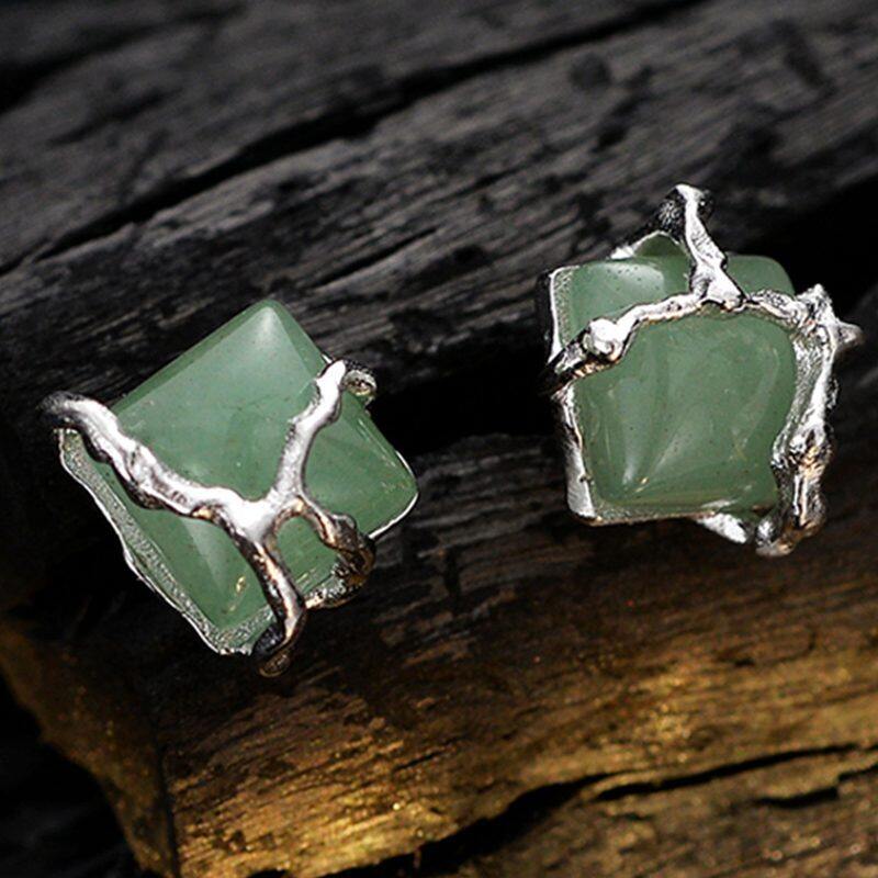 

Lussocollezioni Jade Stone Silver Earrings for an Earthy Charm
