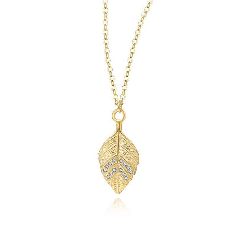 

Lussocollezioni Elegant Leaf Necklace with Cubic Zirconia Shine