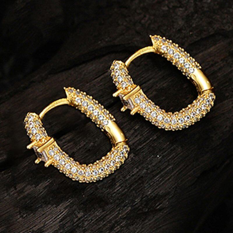 

Lussocollezioni Golden Glint Earrings with Zirconia Shine