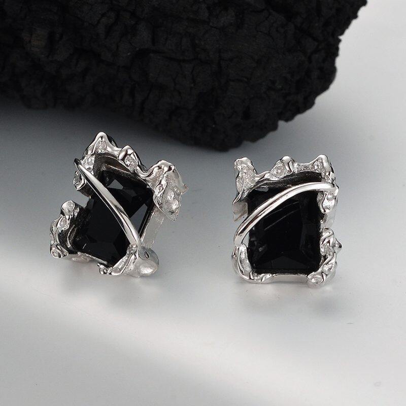 

Lussocollezioni Rhodium Velvet Stars Earrings with Shining Zirconia