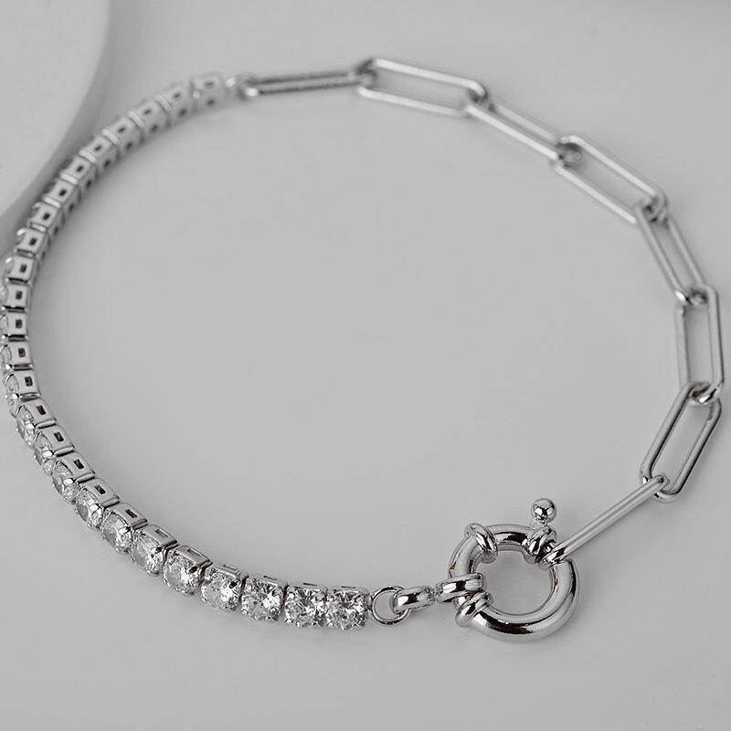 

lussocollezioni Delicate Rhodium-Plated Bracelet with Cubic Zirconia Sparkle