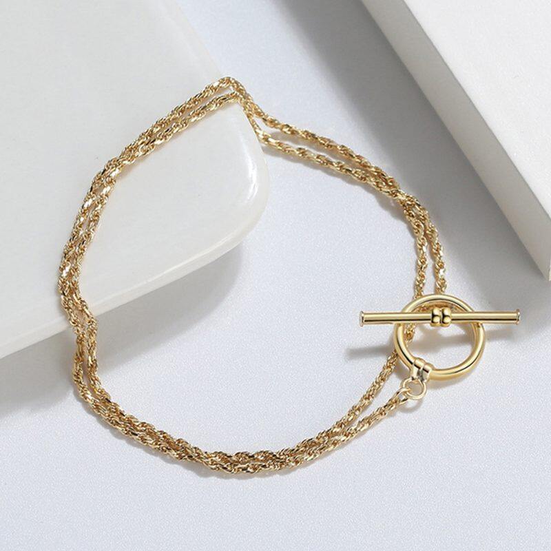 

lussocollezioni Classic Rope Bracelet with Gold Accents