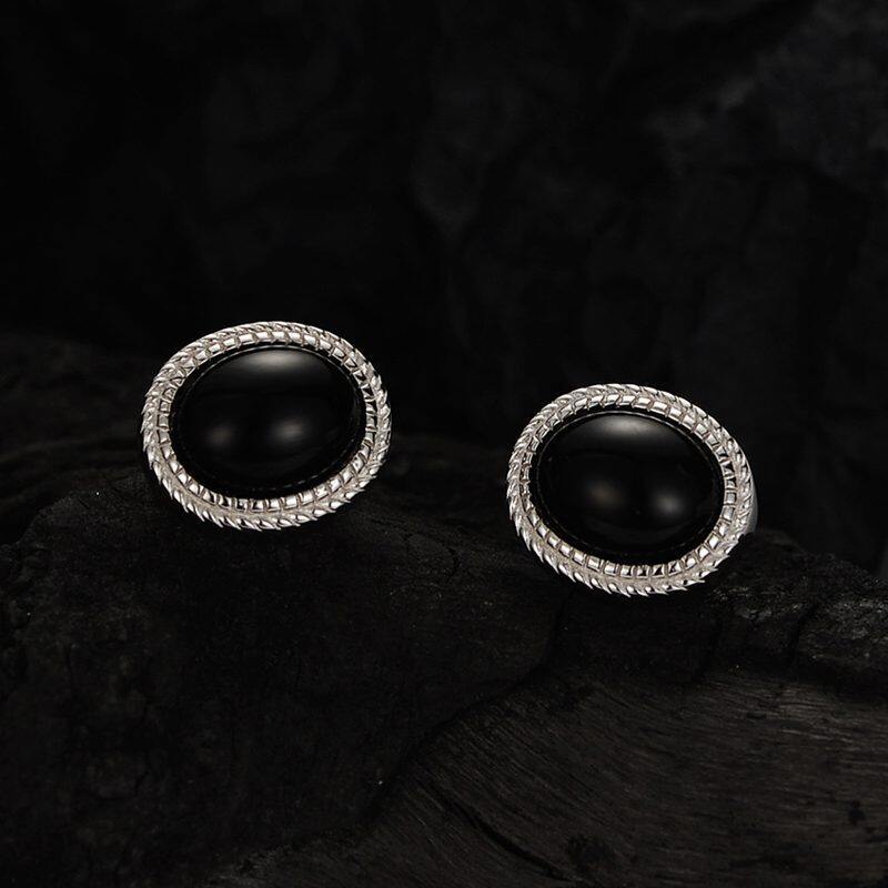 

Lussocollezioni Silver Royal Earrings with Agate Stone for a Noble Charm