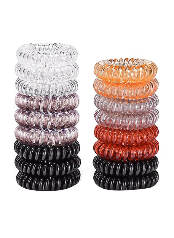 

Generic Elastic Spiral Hair Ties Bands Coils for All Hair Types, 17 Pieces