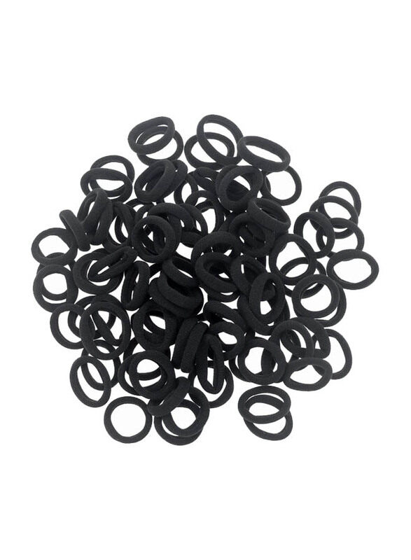 

Generic Nylon Small Hair Ties Seamless Colorful Ponytail Holder, 100 Pieces, Black