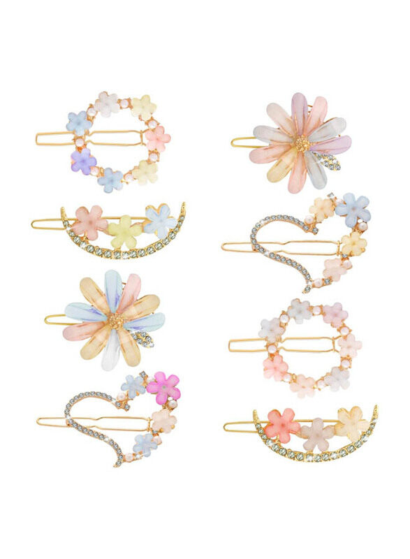 

Uhomeny Gold Daisy Flower Hair Barrettes Pins for Women Rhinestone Decorative Bobby Pin, 8 Pieces