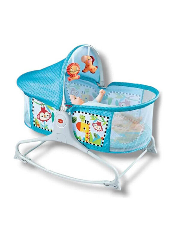 

Generic Portable Baby Rocker Swing Bassinet with Music & Vibration, Blue