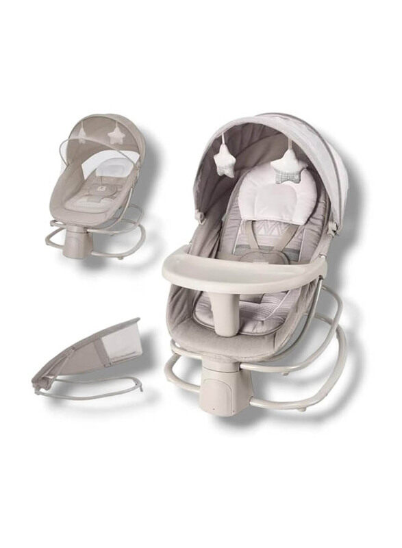 

Generic Deluxe 4-in-1 Automatic Soothing Music Baby Rocker Bassinets with Adjustable Swing Speed, Grey