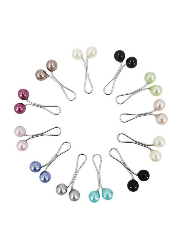 

Kooacins Women Pearl U Clips Faux Pearl Hijab Pin for Scarves, Brooch, Jersey, Scarf & Shawl, 12 Pieces, Multicolour