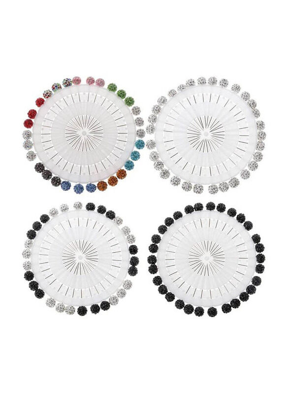 

Caffaina Women Rhinestone Ball Brooch Straight Head Muslim Hijab Scarf Safety Pin, 30 Pieces, Multicolour