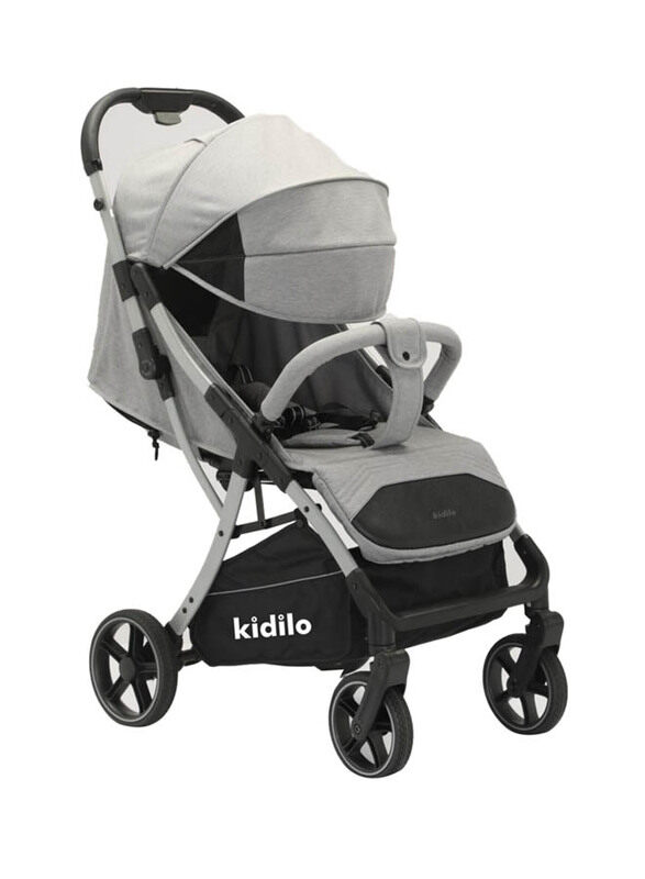 

Kidilo Lightweight Adjustable Canopy Compact Stroller with 4 Wheels, Grey