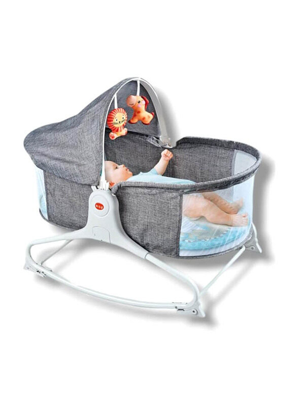 

Generic Portable Music Baby Rocker Swing Bassinet with Vibration Crib and Mosquito Net, Grey/White