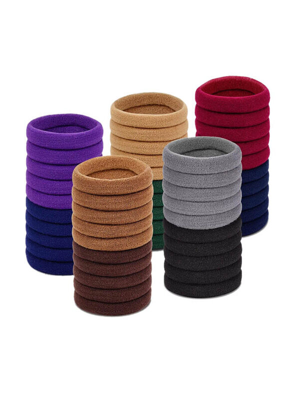 

Ikoco Cotton Seamless Elastic Hair Ties for Thick Hair, 50 Pieces