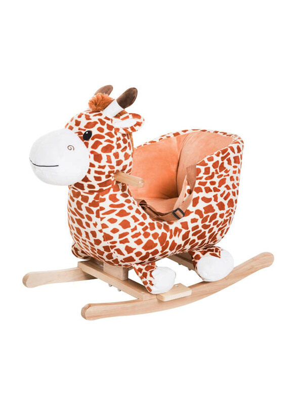 

Qaba Kids Plush Giraffe Style Ride-On Rocking Toy with Song, Multicolour