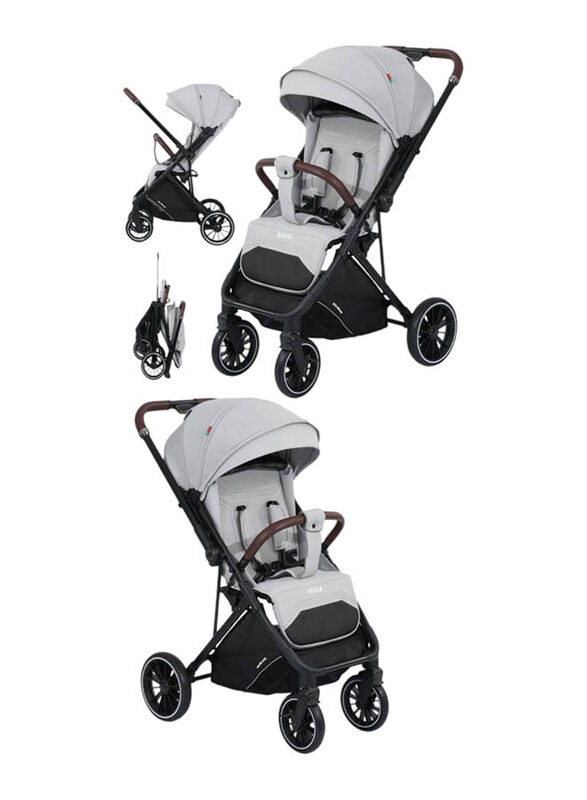 

Generic Adjustable Both Of Side Front & Back Light Weight Double Fold Kidilo Baby Stroller with Handle, 6530, Grey