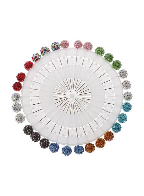 

Jijiwaiwai Women Rhinestone Ball Brooch Straight Head Muslim Hijab Scarf Safety Pin, 30 Pieces, Multicolour