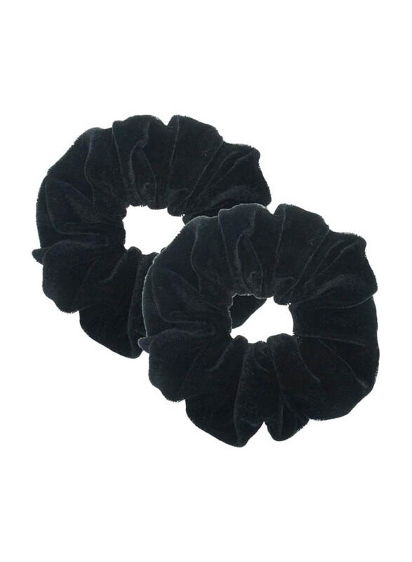 

Pidoudou Large Size Scrunchies Velvet Elastic Hair Band for Thick Hair, Black, 2 Pieces