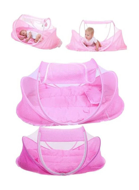 

Generic Portable and Folding Baby Bed Mosquito Net with Mattress & Pillow, Pink