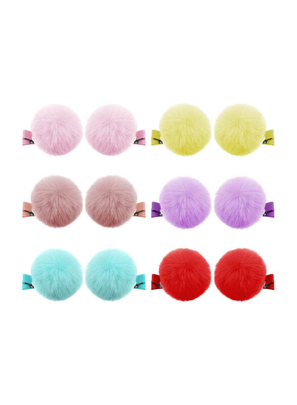 

Willbond 2 Inch Fluffy Ball Pom Fur Clips for All Hair Types, 12 Pieces