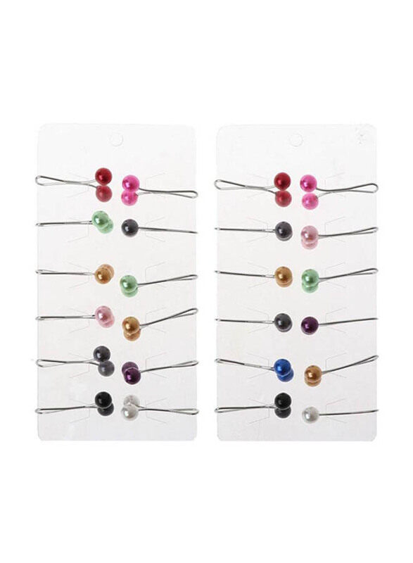 

SXFD Women Muslim Hijab Scarf Safety Pearl Clip Pins Brooch for Headscarf, Shawl & Jewelry Gift, 24 Pieces, Multicolour