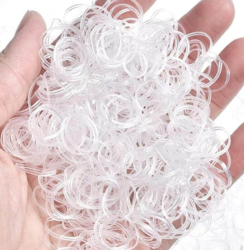 

Generic Mini Rubber Soft Elastic Bands for All Hair Types, Clear, 1200 Pieces