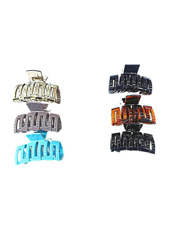 

United Fashion Metallic Criss-Cross Hair Claw Clips for All Hair Types, 6 Pieces
