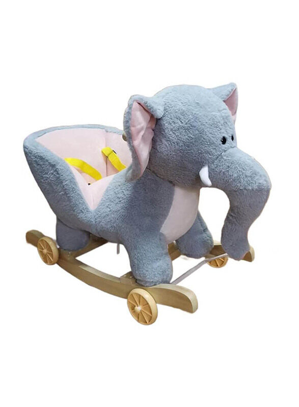 

Generic Soft Plush Kid's Rocking Elephant Ride On Toy with Padding on the Seat, Multicolour