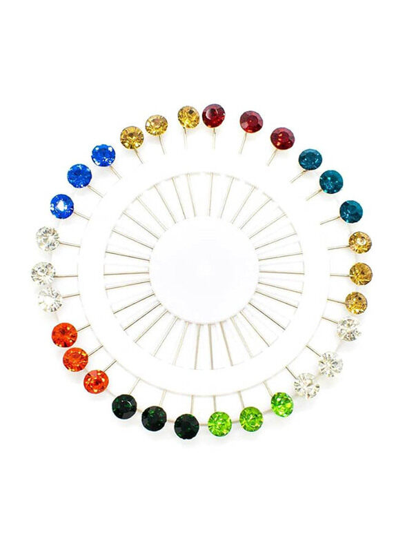 

Auear Women Brooch Straight Head Crystal Hijab Scarf Sewing Pins for Wedding, 30 Pieces, Multicolour