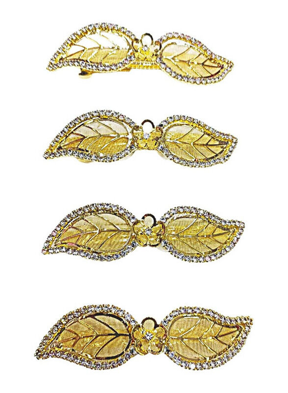 

Generic Fancy Golden Leaf Hair Clips for All Hair Types, 4 Pieces