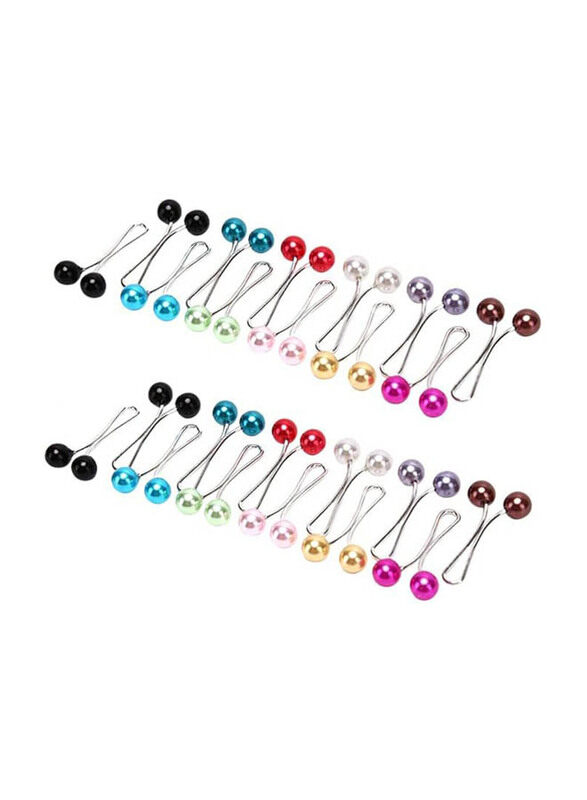 

Soimiss Womens Pearl Silk Headscarf U-Shape Brooch Flat Clip Pins, 24 Pieces, Multicolour