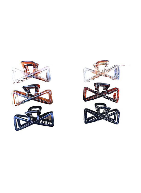 

United Fashion Metallic Criss-Cross Hair Claw Clips for All Hair Types, 6 Pieces